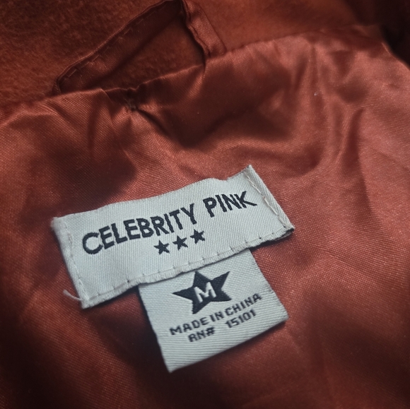 Celebrity Pink Women's Double-Breasted Red Pea Coat - Picture 8 of 16